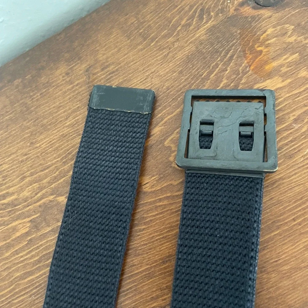 Webbed Canvas Belt Army Military Black Metal Clasp‎ 41